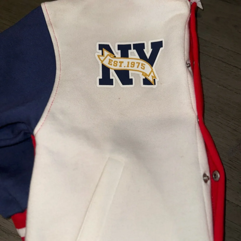 Zara Kids Red, White, and Blue Varsity Jacket